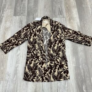 MNG Mango Blend‎ Tropical Print Notch Collar Blazer Women's XXS Viscose Western